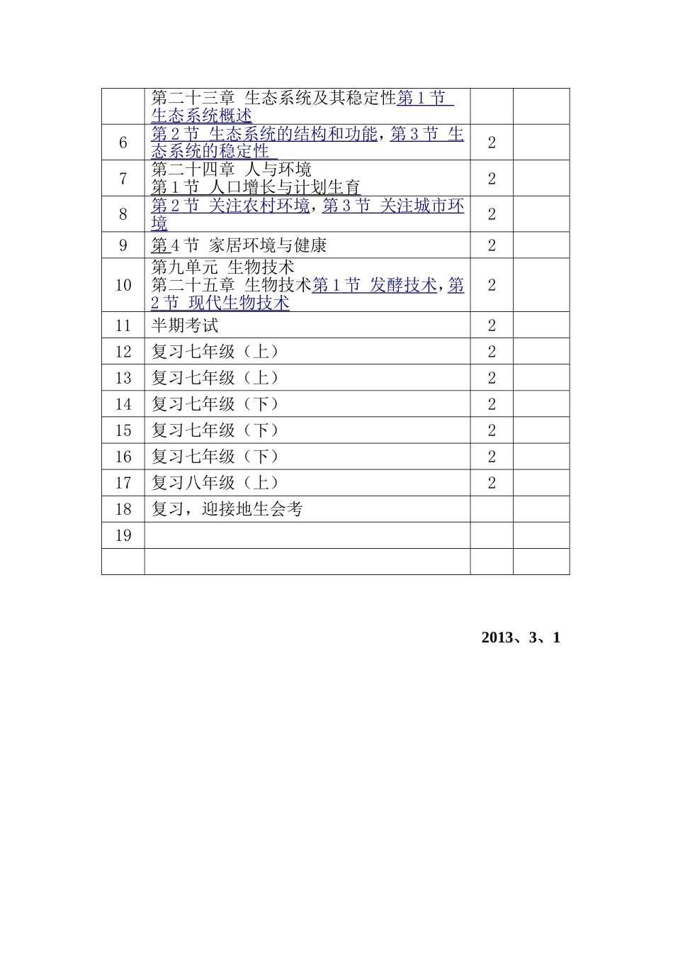 北师大版生物八年级下册教学计划计划[共4页]_第3页