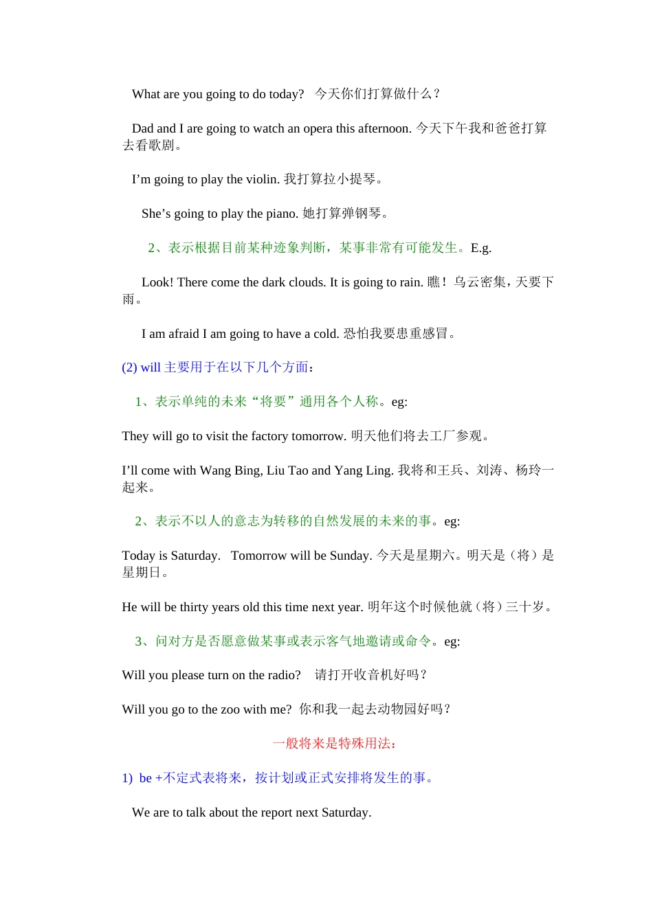 初中英语一般将来时专项语法讲解[共7页]_第3页
