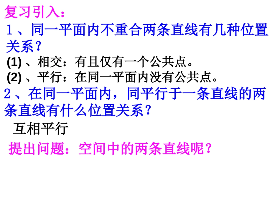 公开课课件;空间中直线与直线之间的位置关系[共33页]_第2页