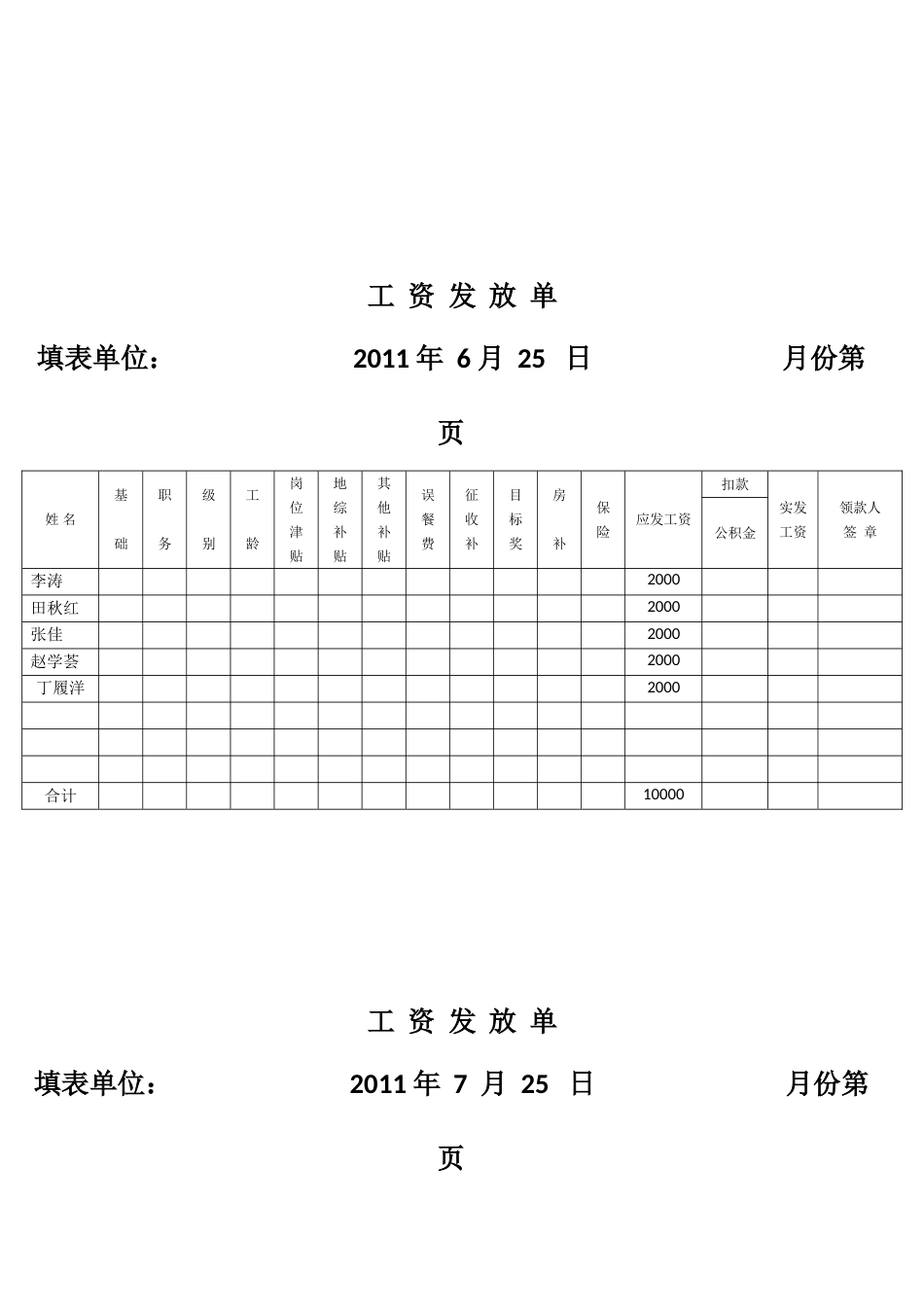 工资发放单凭证式_第2页