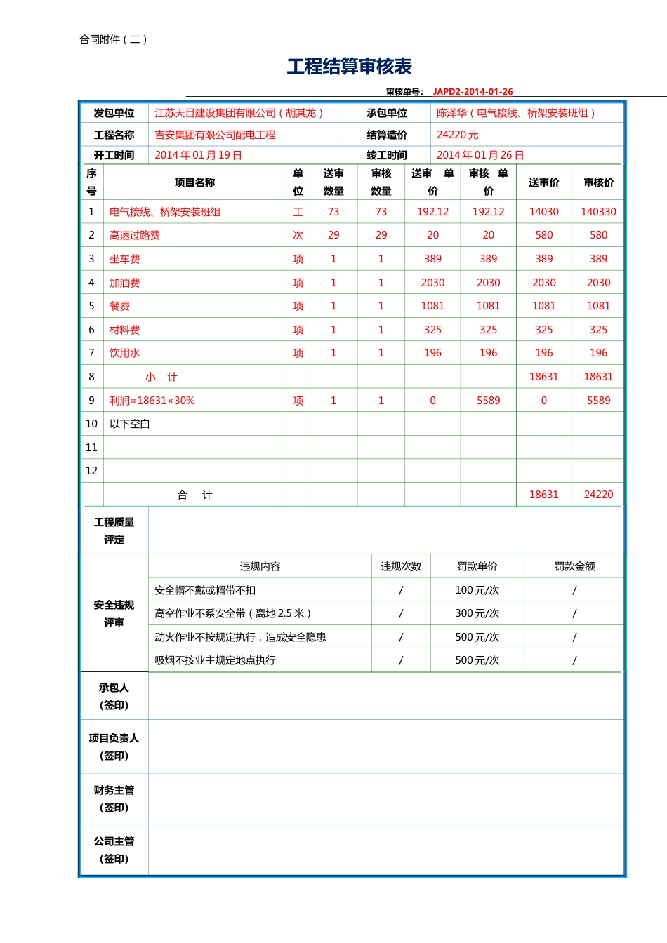 工程结算审核表修订版_第1页