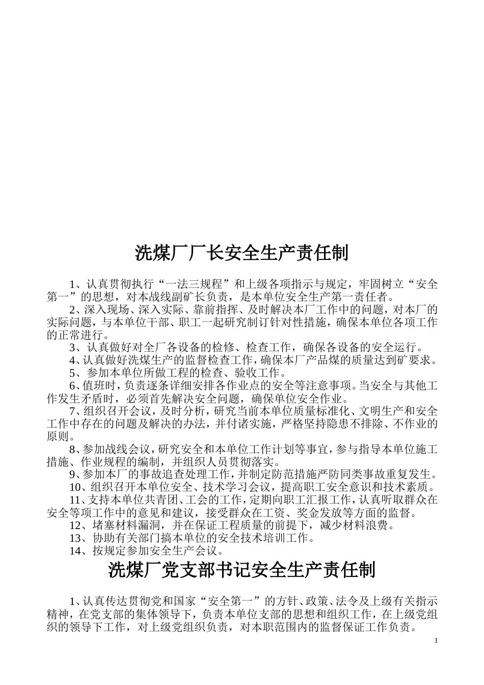 洗煤厂安全生产岗位责任制很全_第2页