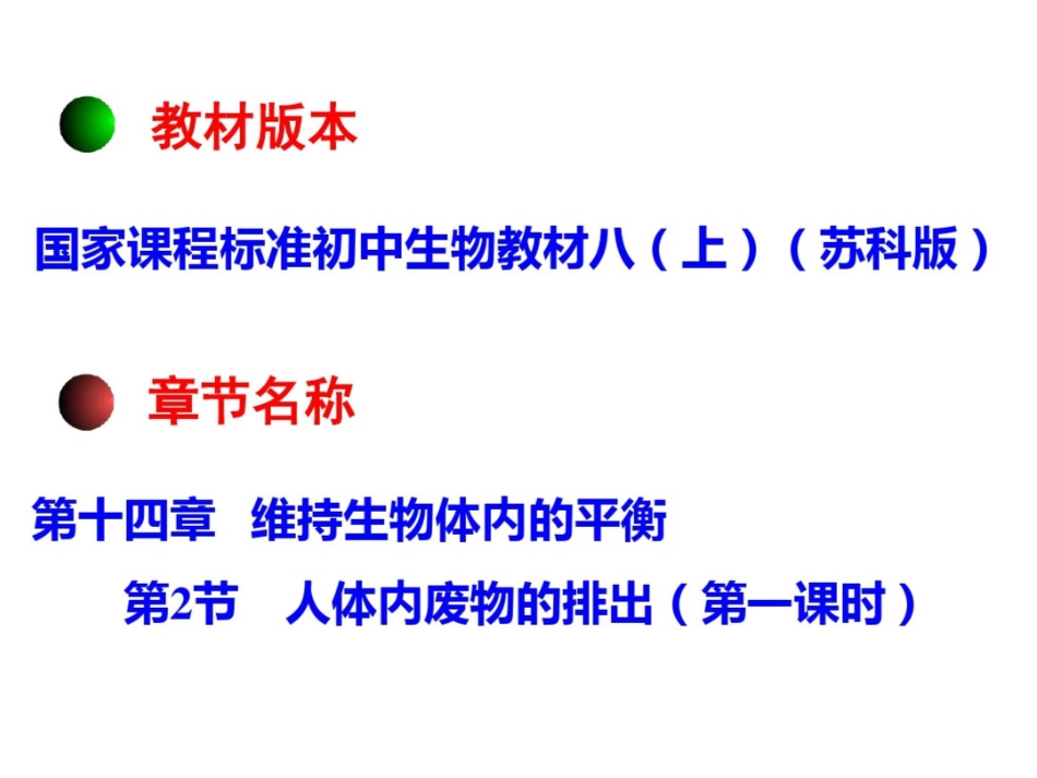 新苏科版初中生物八年级上册第十四章第二节人体的泌尿系统说课精品课件_第2页