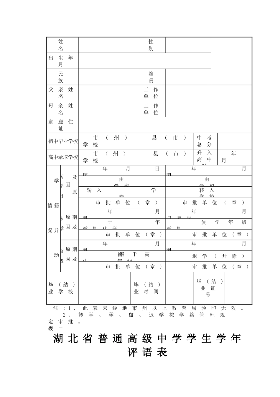 湖北省普通高级中学学生档案[共11页]_第3页