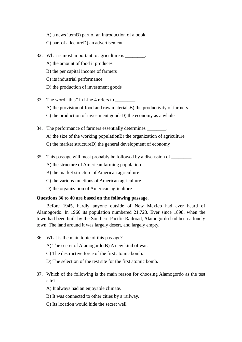 大学英语四级CET4真题试卷[共4页]_第3页