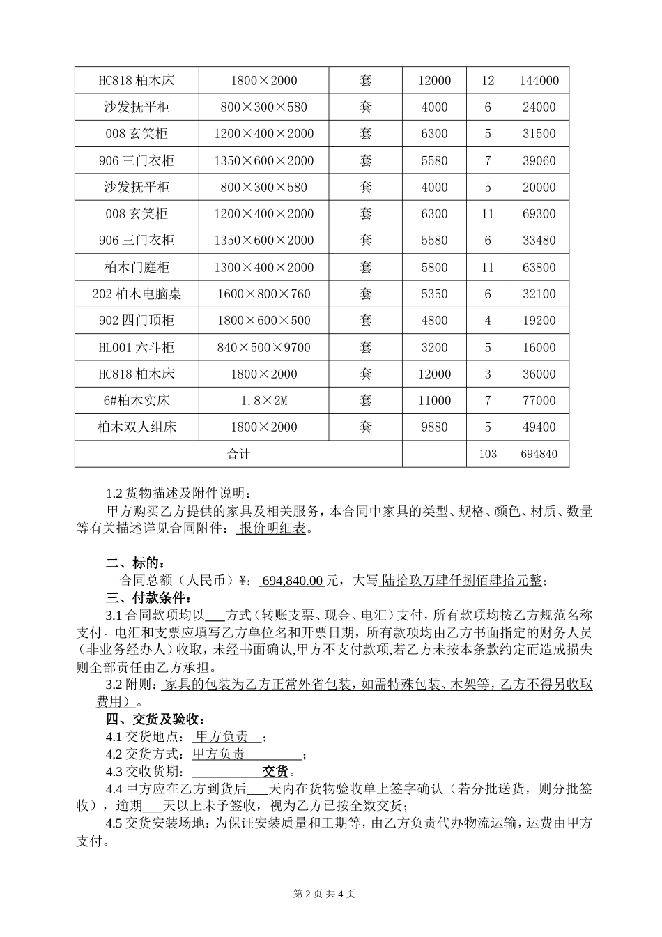 家具购销合同范本3[4页]_第2页