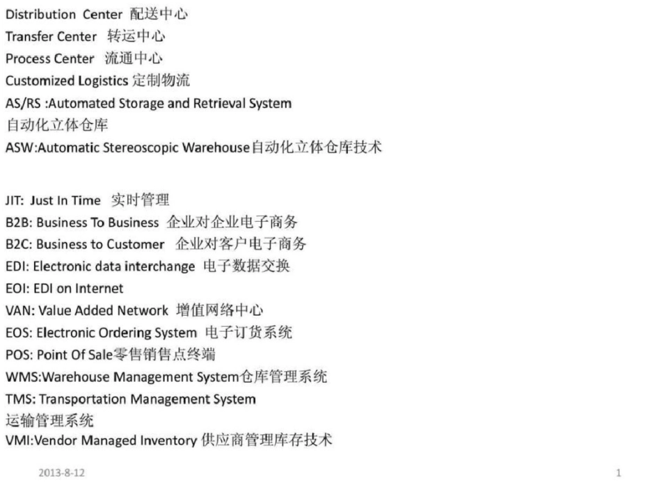 物流配送常用英文单词及常用句型图文._第1页