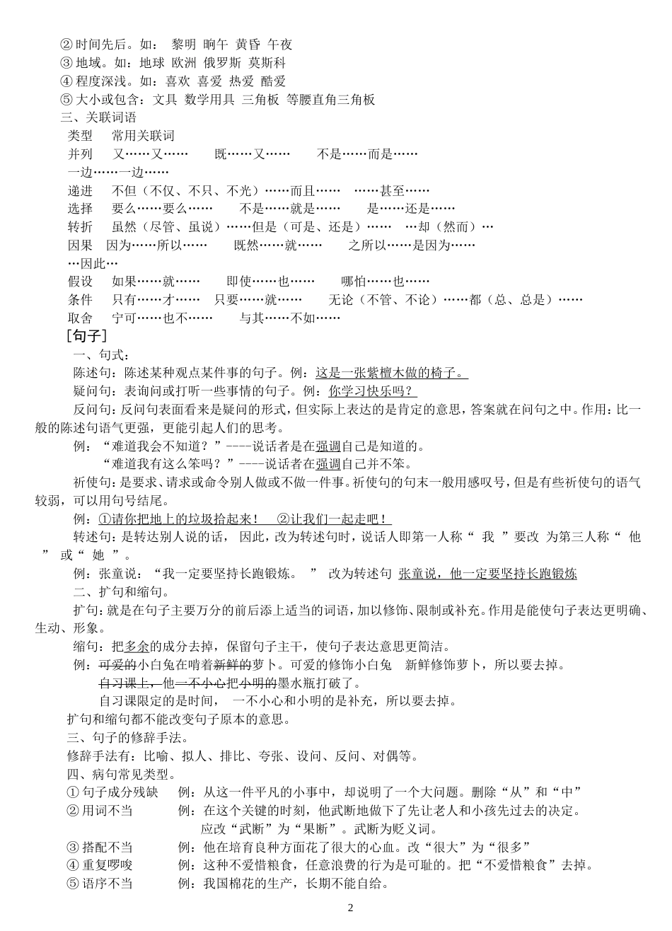 小学语文毕业总复习：字、词、句、段、篇_第2页
