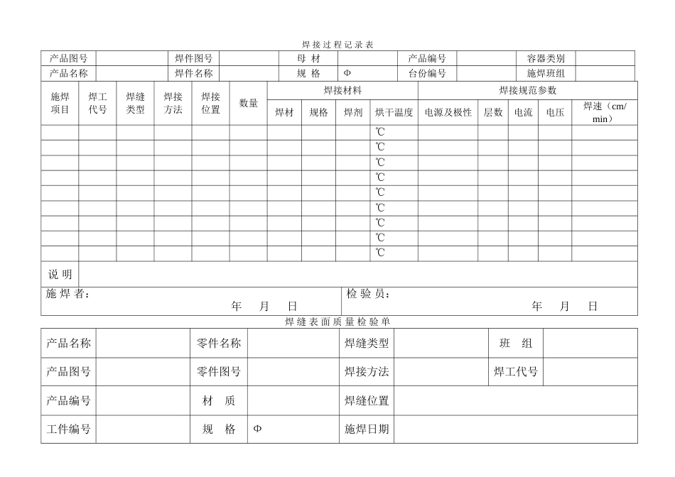 焊接过程记录表[共2页]_第1页