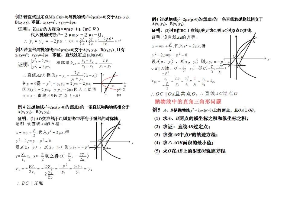 抛物线的焦点弦问题重要结论绝对经典[共4页]_第3页