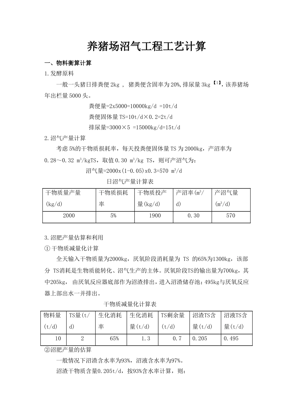 养猪场沼气工程工艺计算_第1页