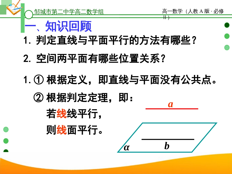 平面与平面平行的判定优质课课件[共19页]_第2页