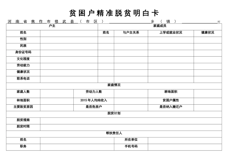 贫困户精准脱贫明白卡_第1页