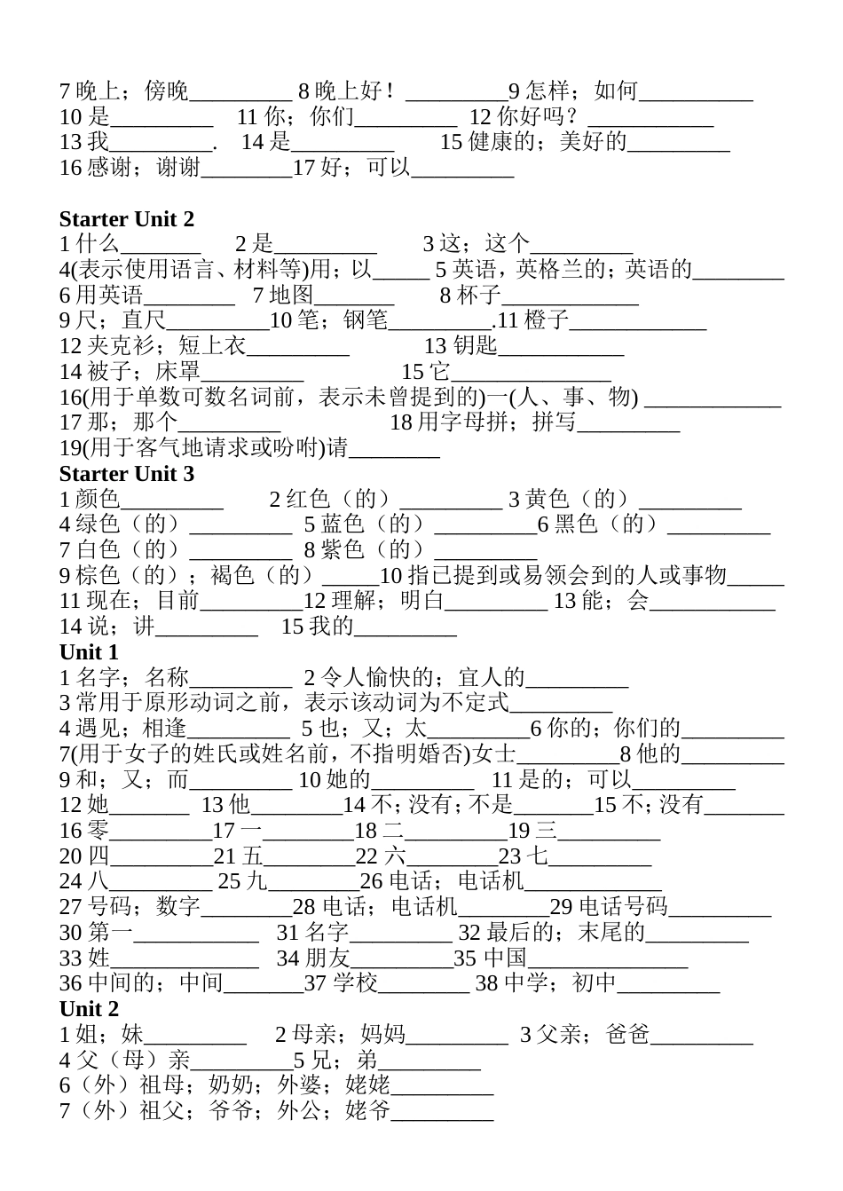 2019整理人教版七年级上册英语单词中文版汇编_第2页