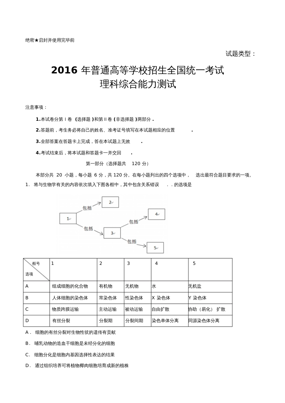 北京市高考理综试题及答案4890_第1页