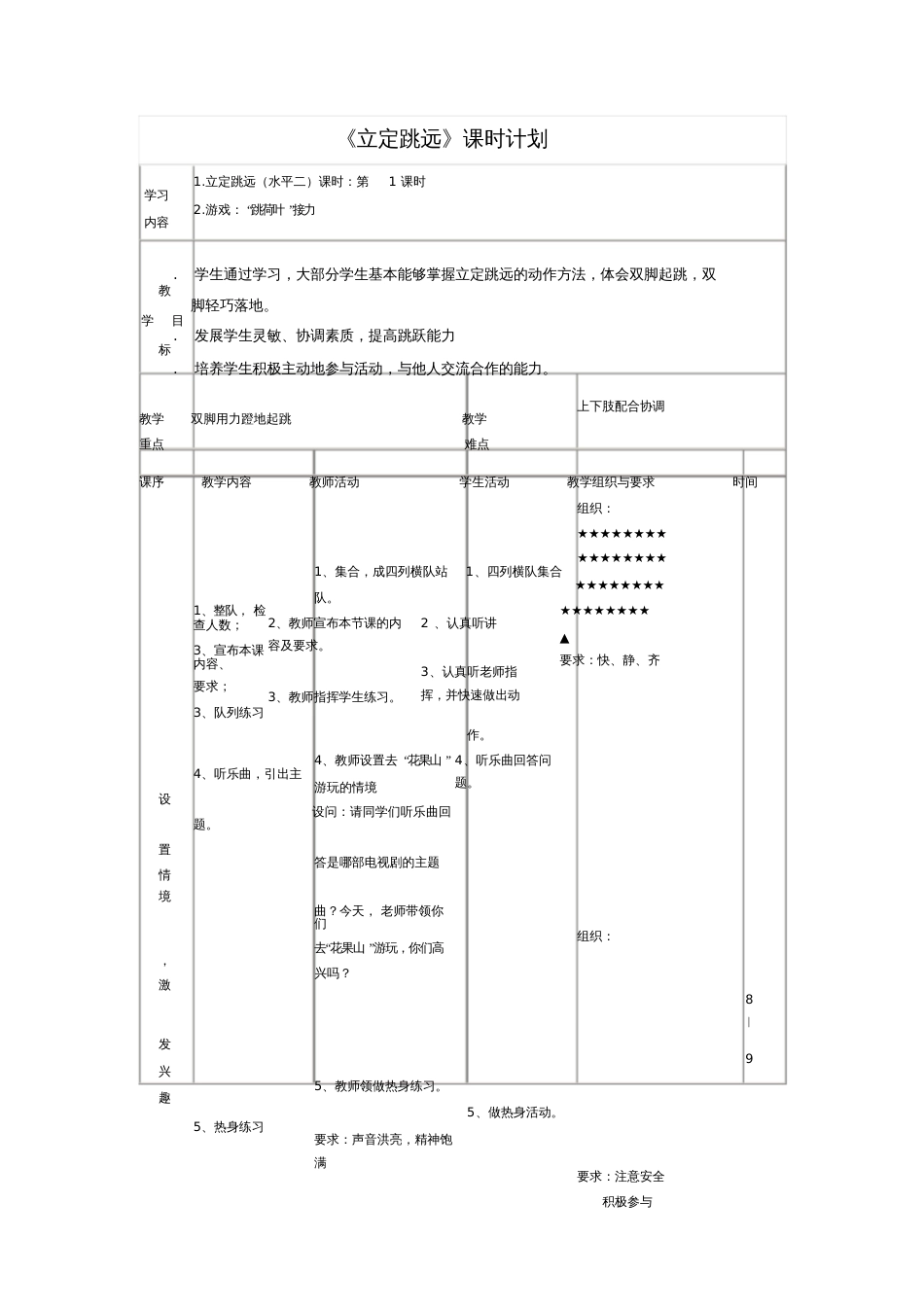 小学三年级体育课《立定跳远》教学设计_第2页