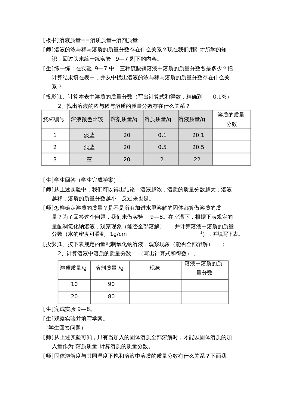 人教版初三化学下册《溶液的浓度》教学设计_第3页