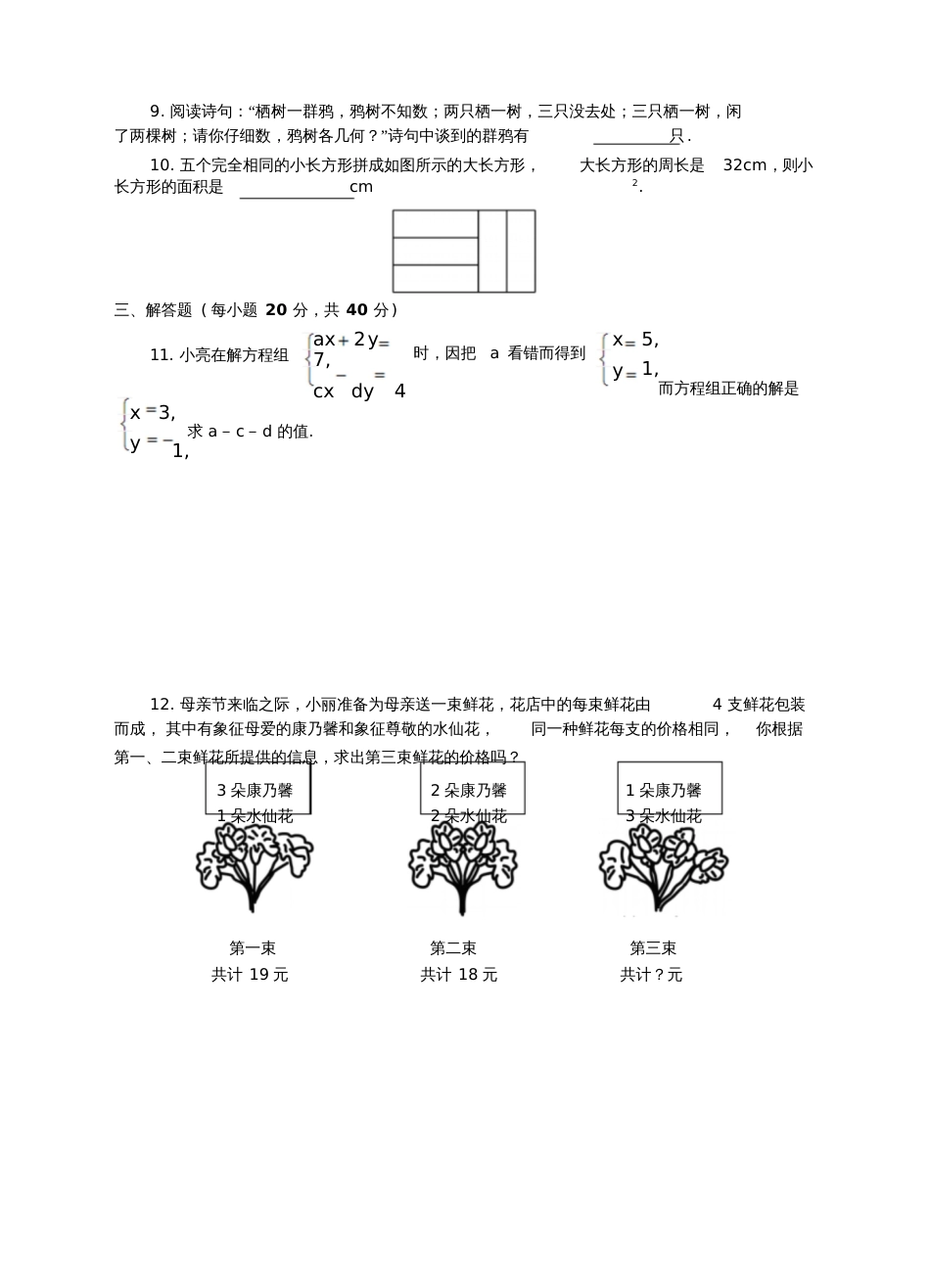 人教版初一数学下册8.2.2加减消元法解二元一次方程组练习题[共4页]_第3页