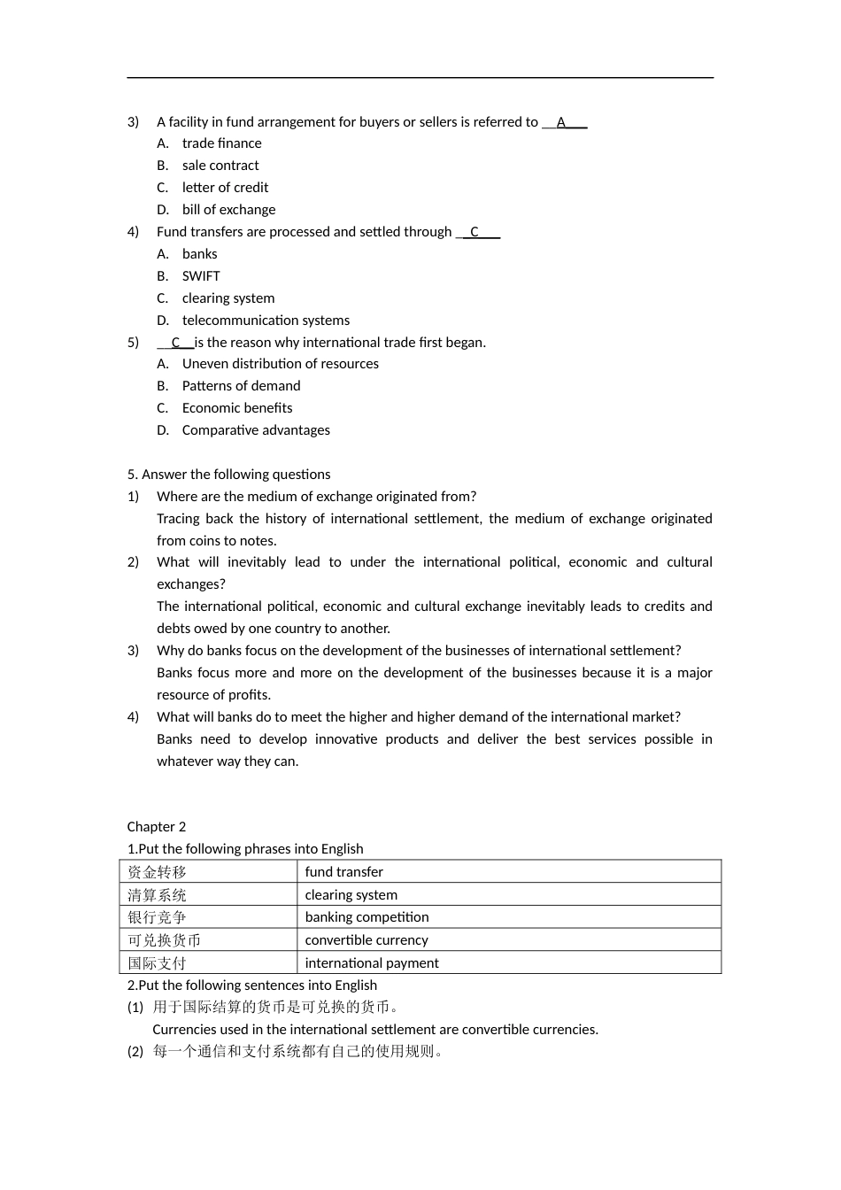 国际结算英文版清华大学出版社答案_第2页