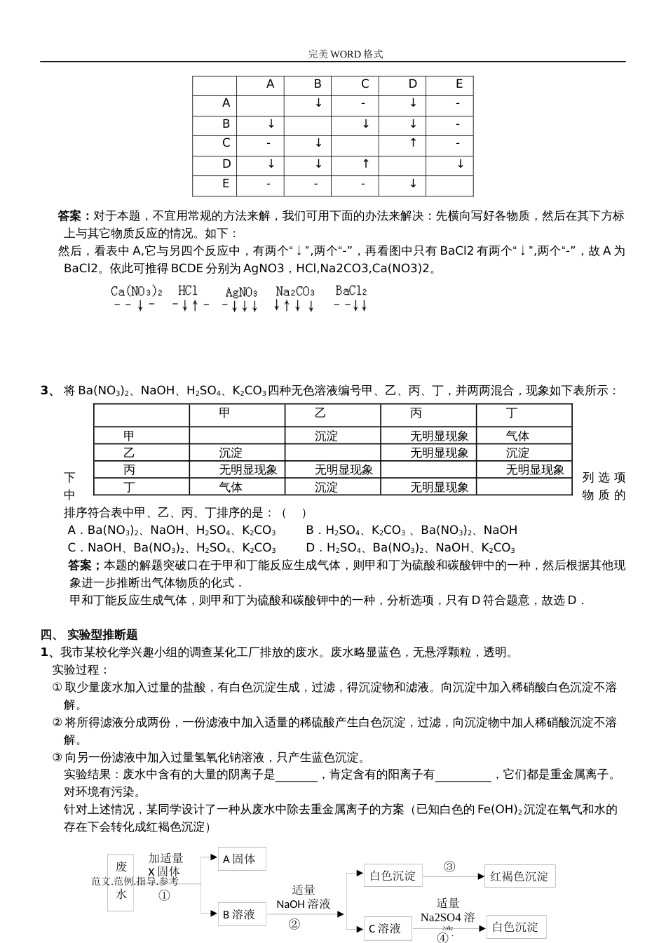 初中化学推断题各种题型答案解析完整版_第3页