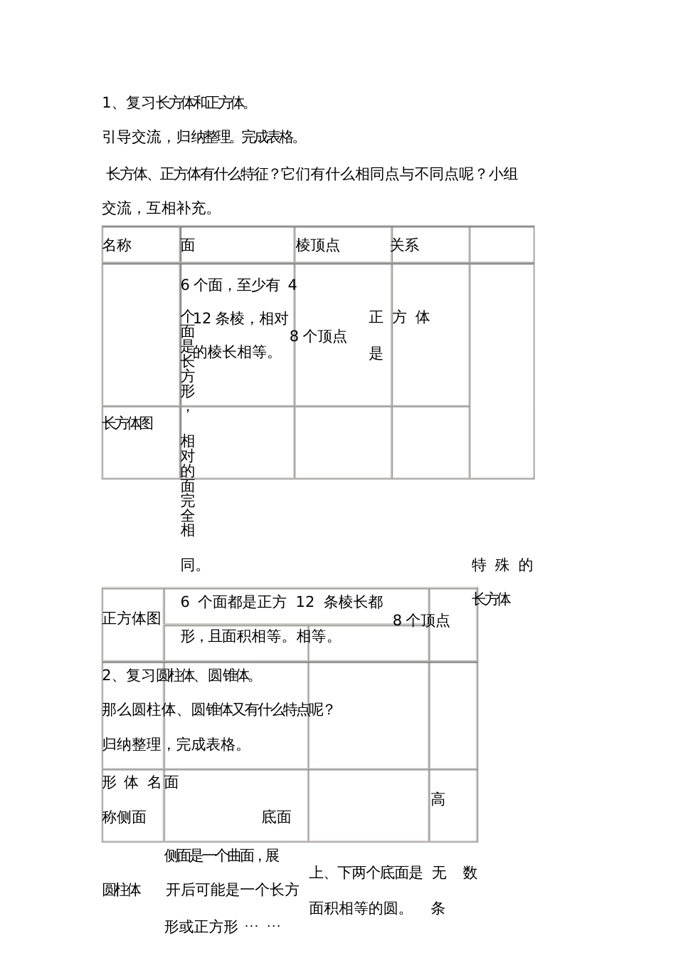人教版数学六年级下册立体图形总复习教学设计_第2页