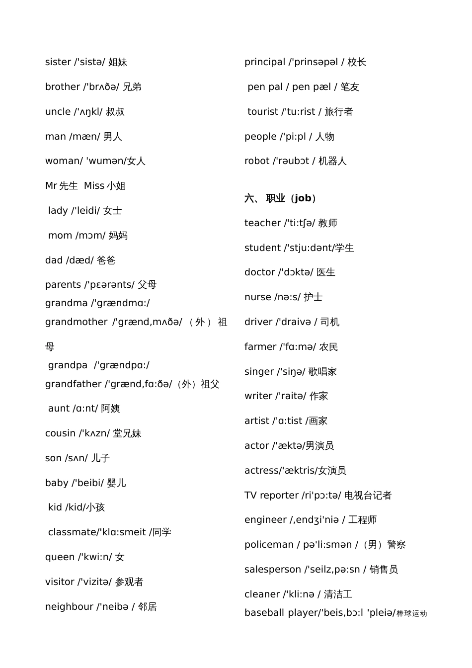 小学英语单词分类大全可直接打印_第3页