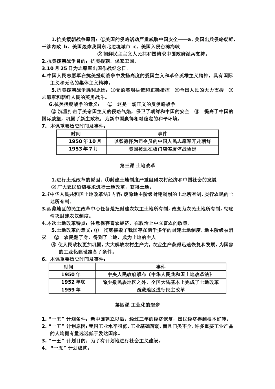 人教版八年级历史下册知识点全套[共16页]_第2页