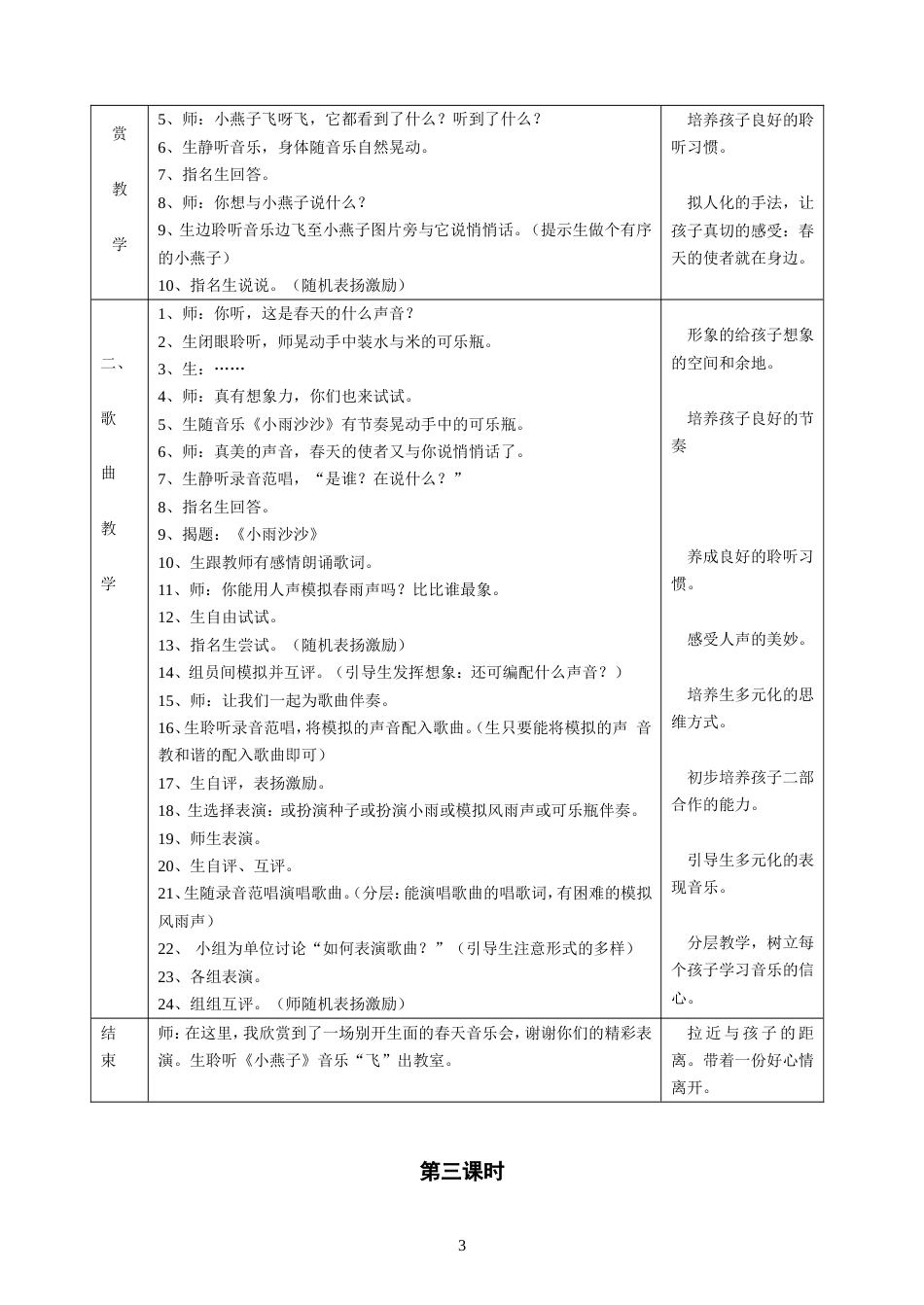 人音版一年级下册教学设计教案[共25页]_第3页