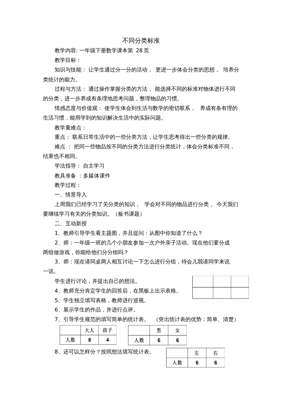 小学数学人教2011课标版一年级不同分类标准_第1页