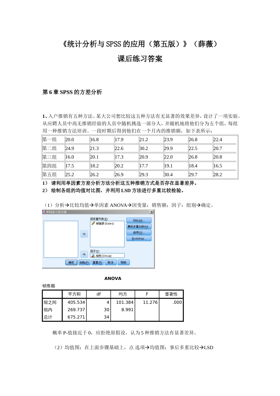 《统计分析与SPSS的应用第五版》课后练习答案第6章[共11页]_第1页