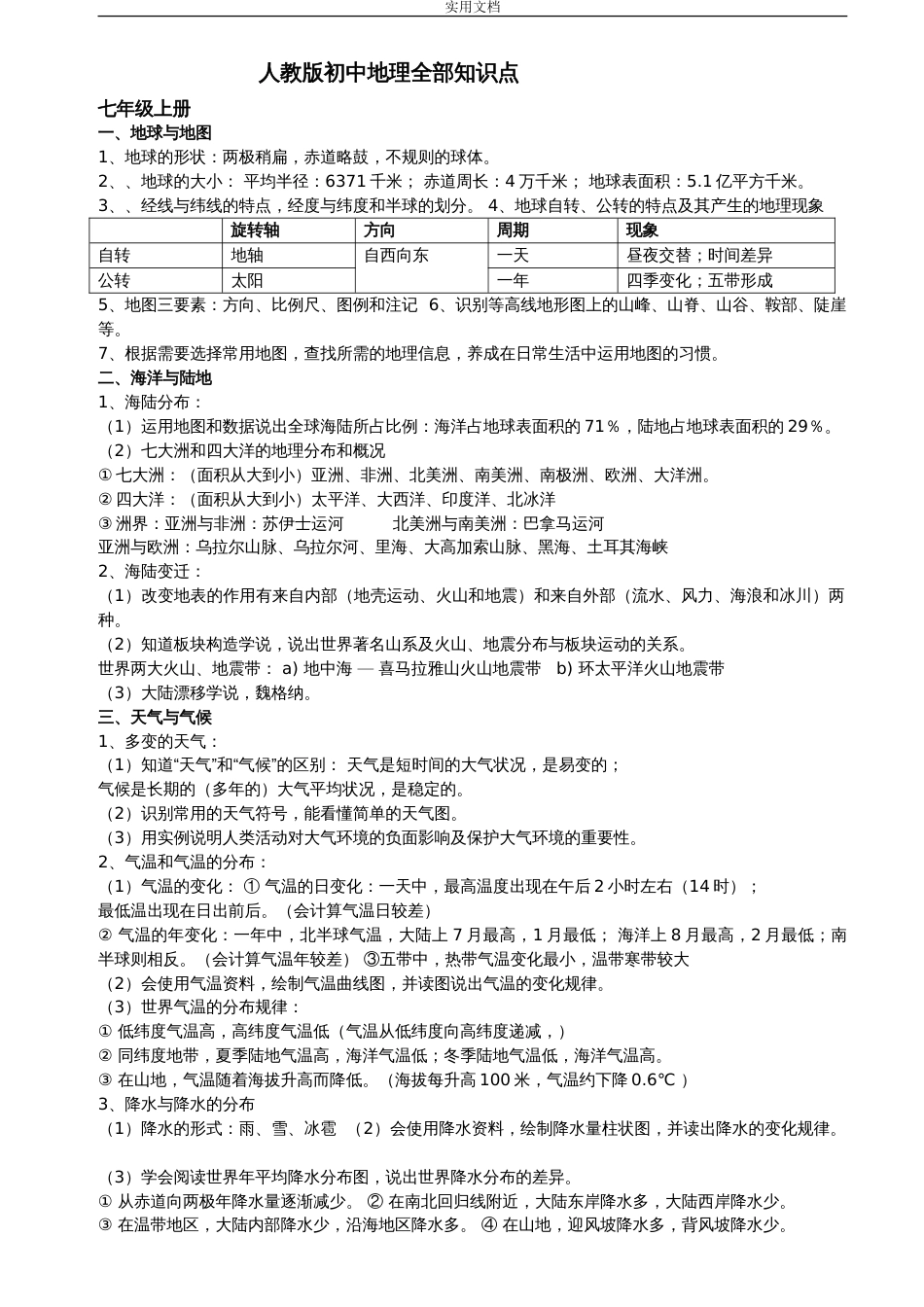 人教版初中地理知识点汇总情况[共26页]_第1页
