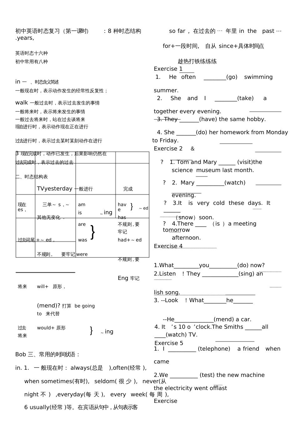 初中英语时态集中学学案四中比赛用_第1页