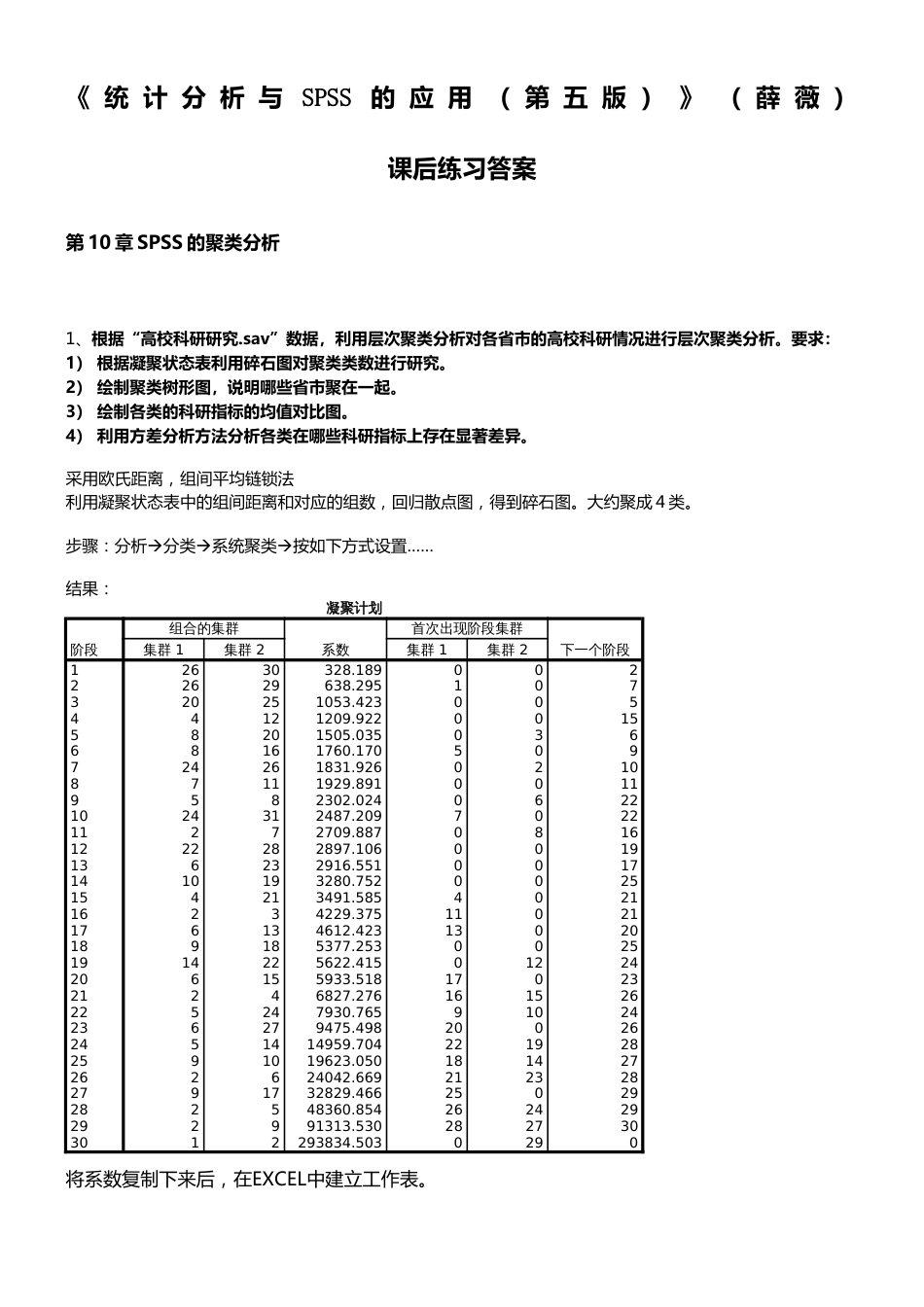 《统计分析与SPSS的应用第五版》课后练习答案第10章_第1页