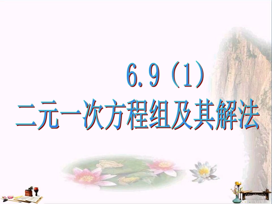 上海市松江区六年级数学下册6.9二元一次方程组及其解法优秀PPT课件沪教版五四制_第1页