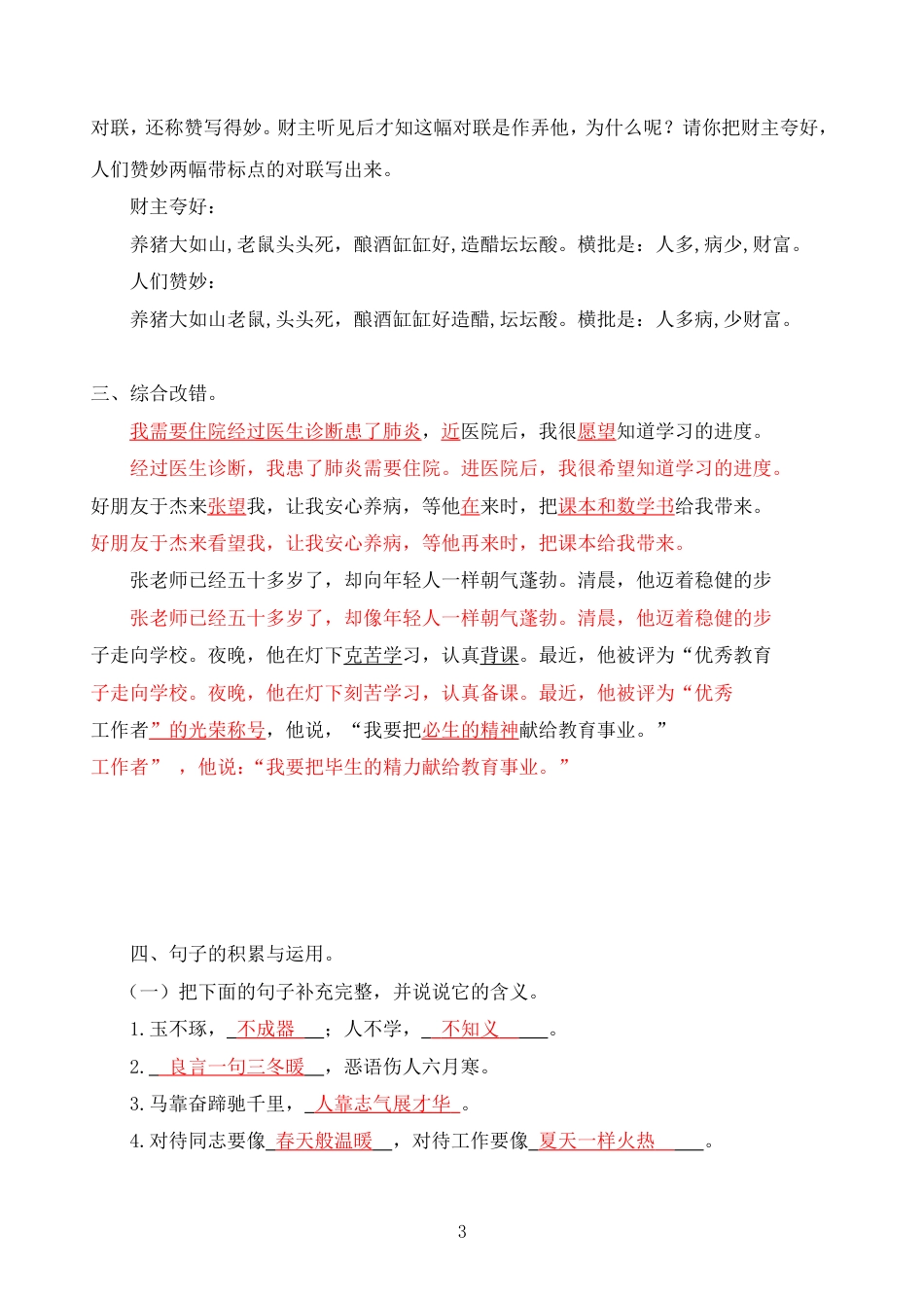 小升初语文分类专项练习句子篇_第3页