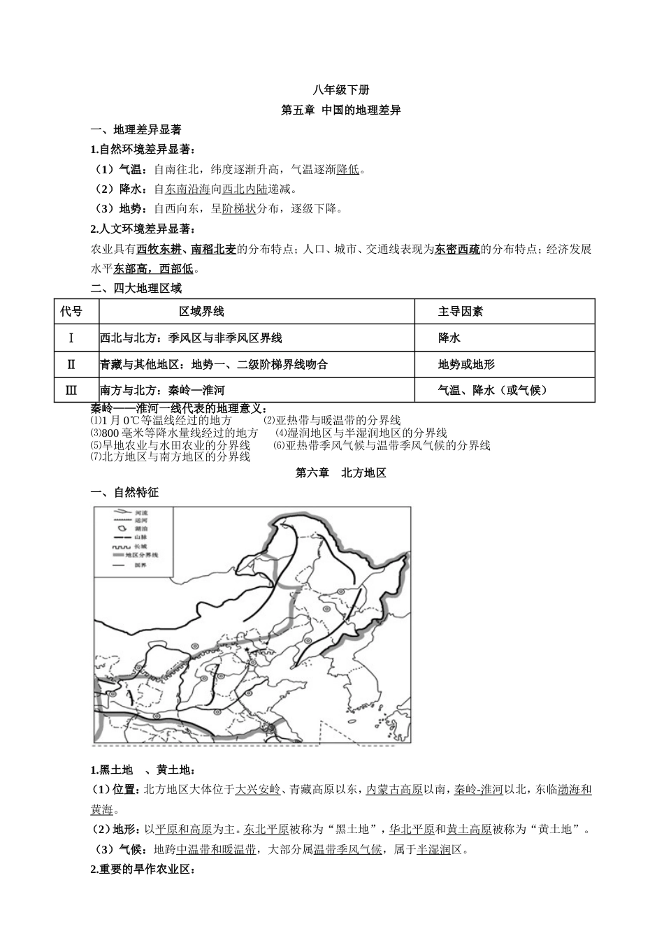 人教版八年级下册地理知识点总结[共10页]_第1页