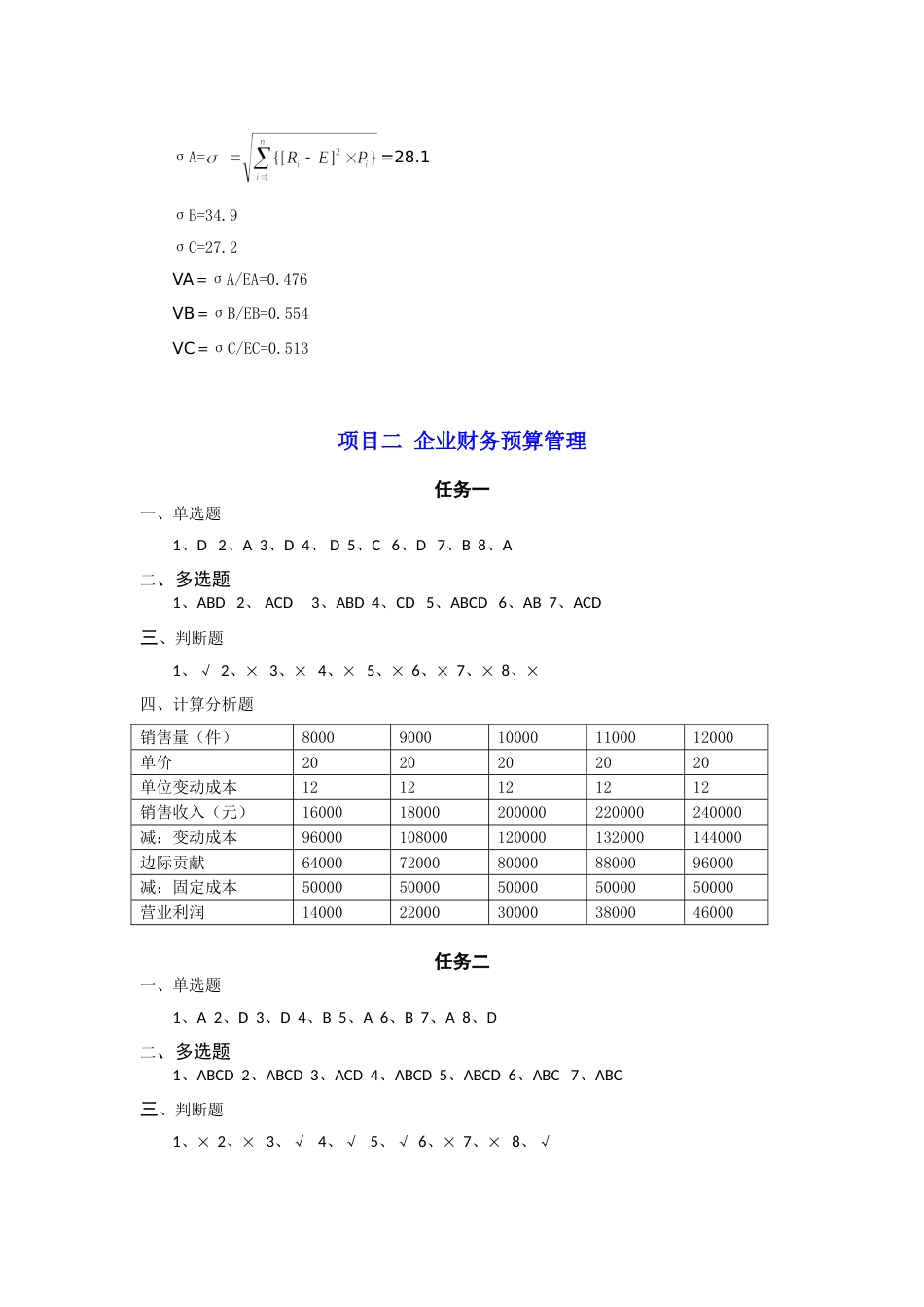 《财务管理实务》第2版习题考答案_第2页