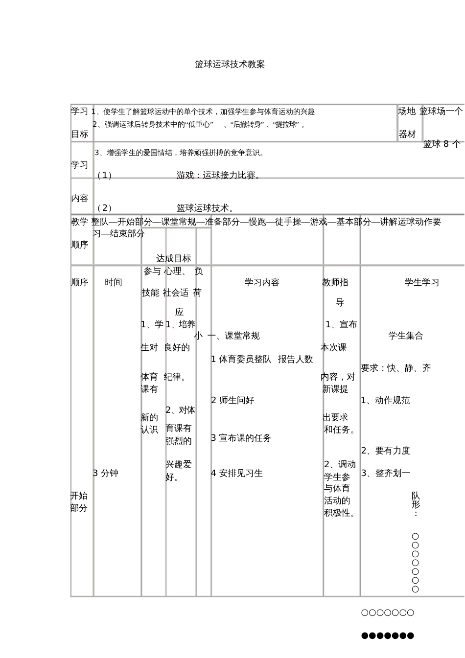 小学体育《篮球运球技术》教案_第1页