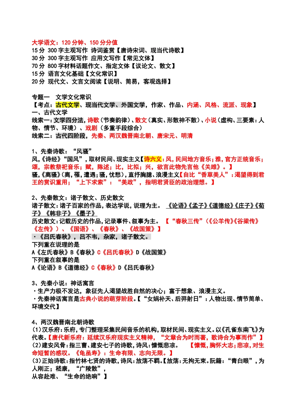 一、专转本大学语文之文学常识汇总[共9页]_第1页