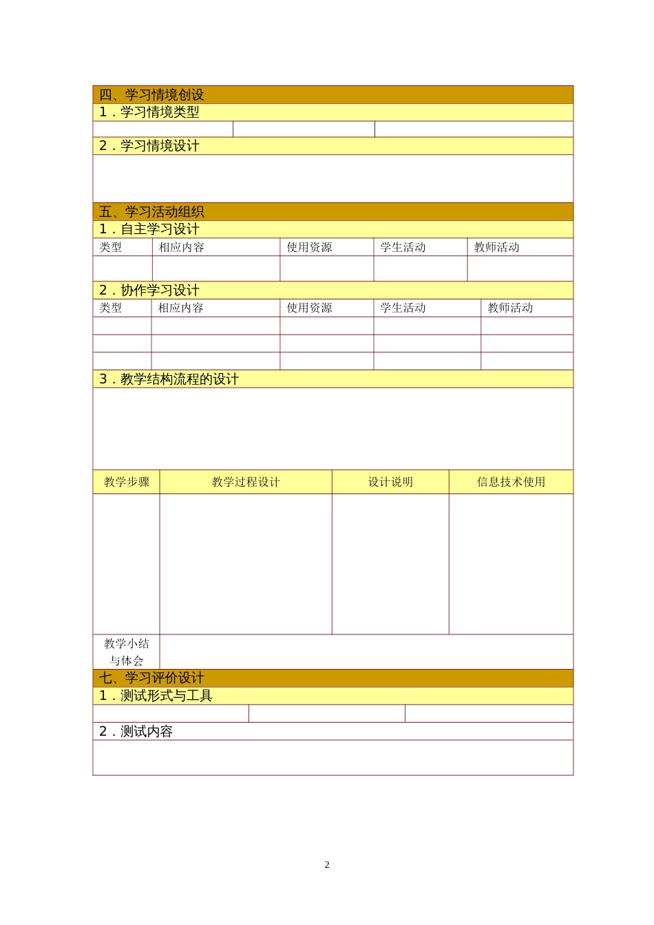信息化教学设计教案参考模板_第2页