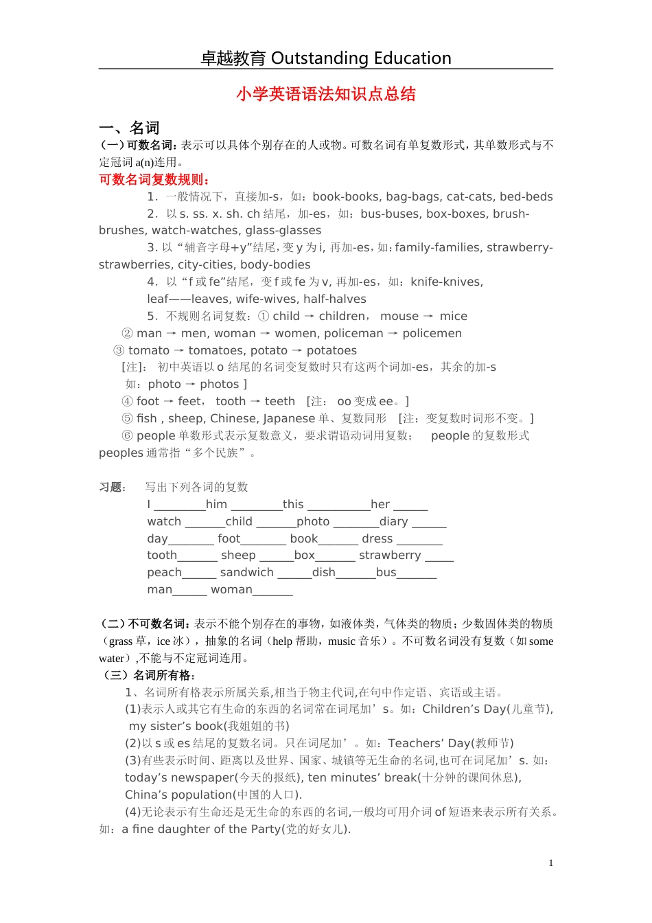 小升初英语语法知识点总结[共11页]_第1页