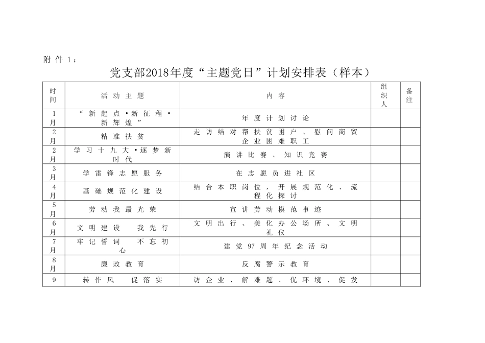 度党支部“主题党日”活动计划及月方案样本_第2页