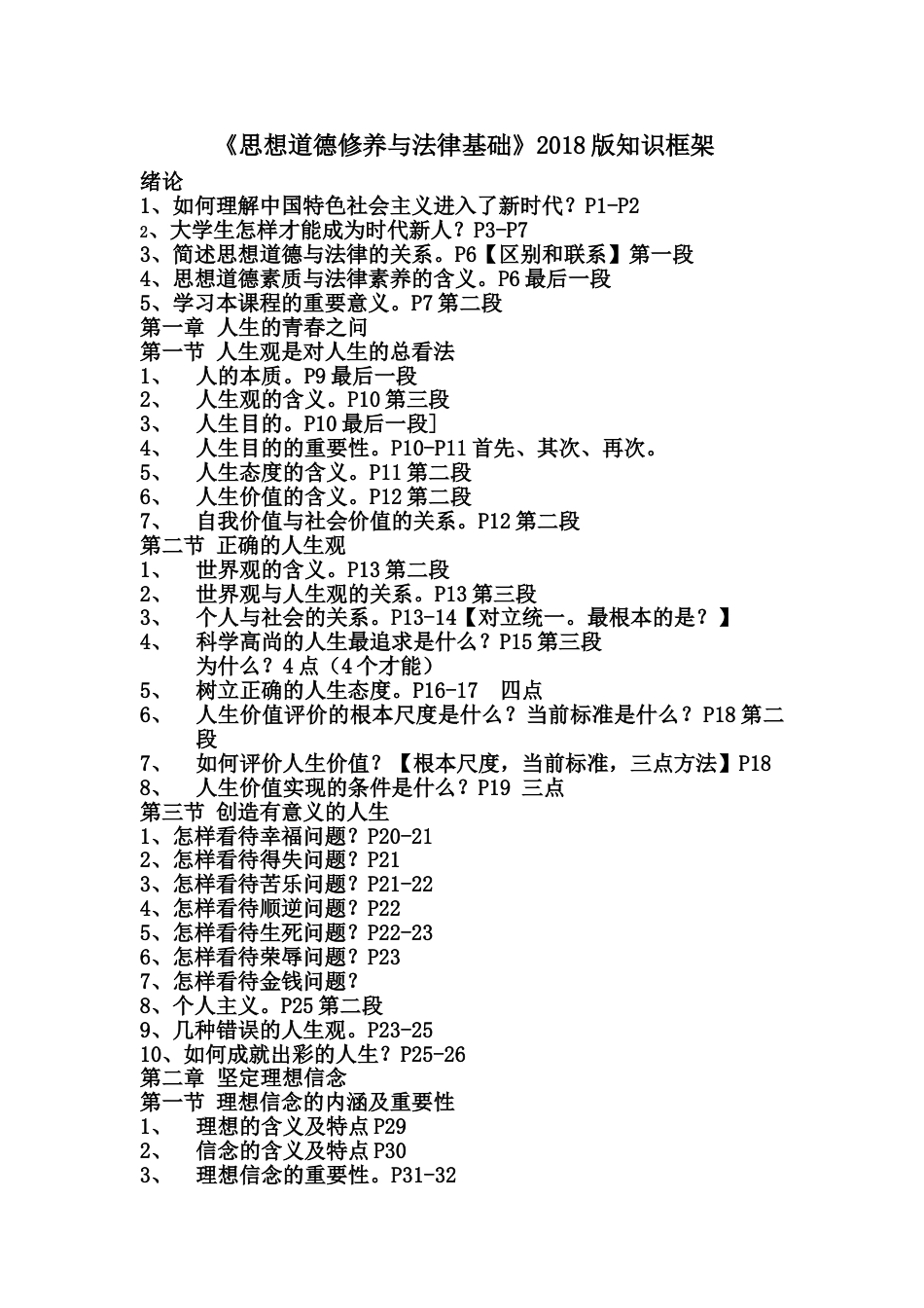 思想道德修养与法律基础【2018版复习提纲】[共10页]_第1页