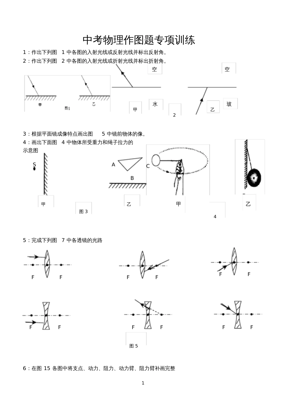 中考物理作图题专项训练_第1页