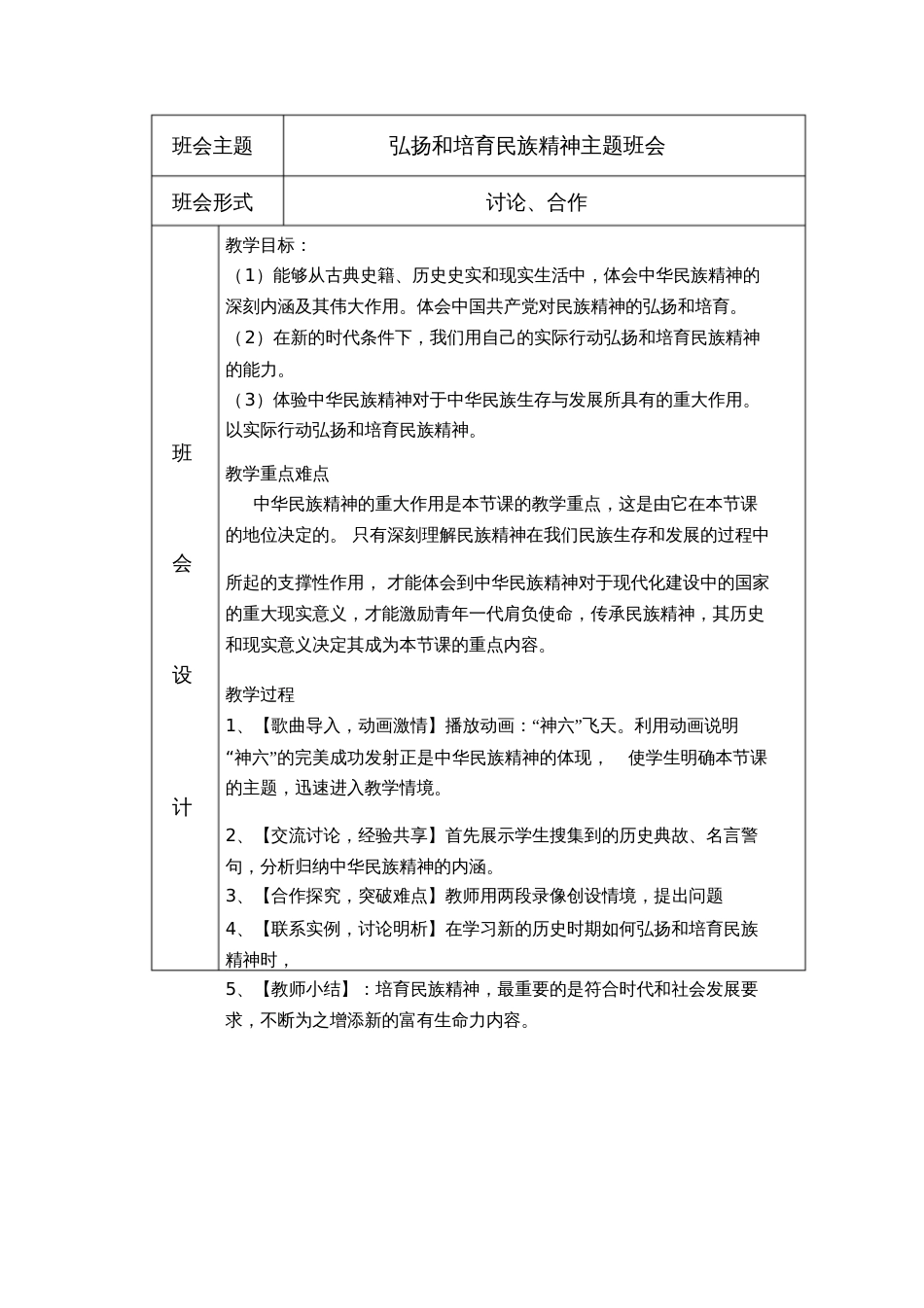 弘扬和培育民族精神主题班会[共3页]_第1页