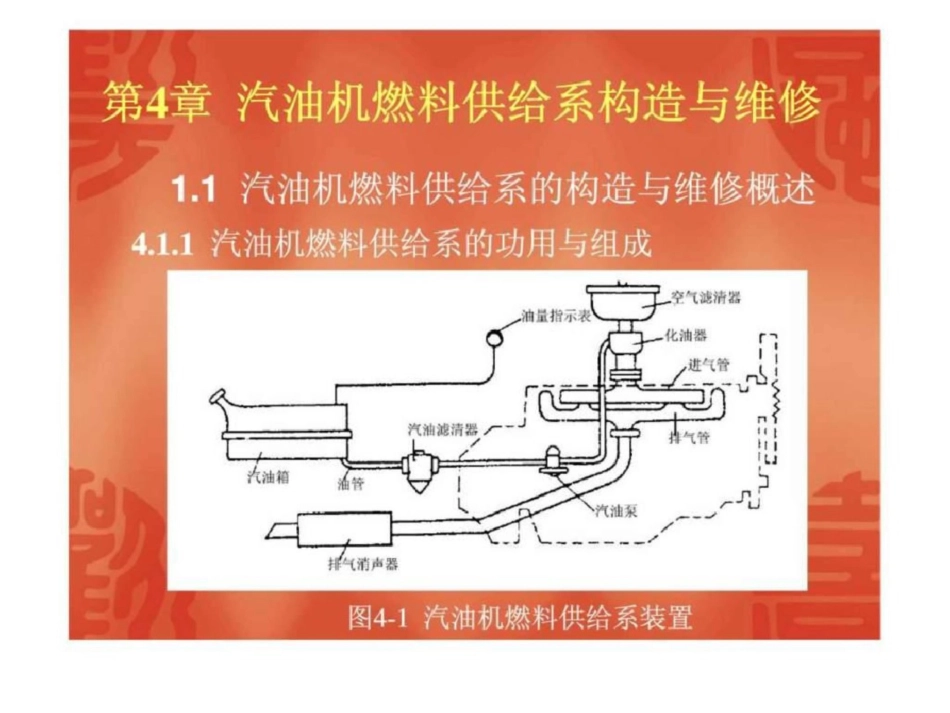 汽车发动机构造与维修第四章汽油机燃料供给系构造与维修_第1页