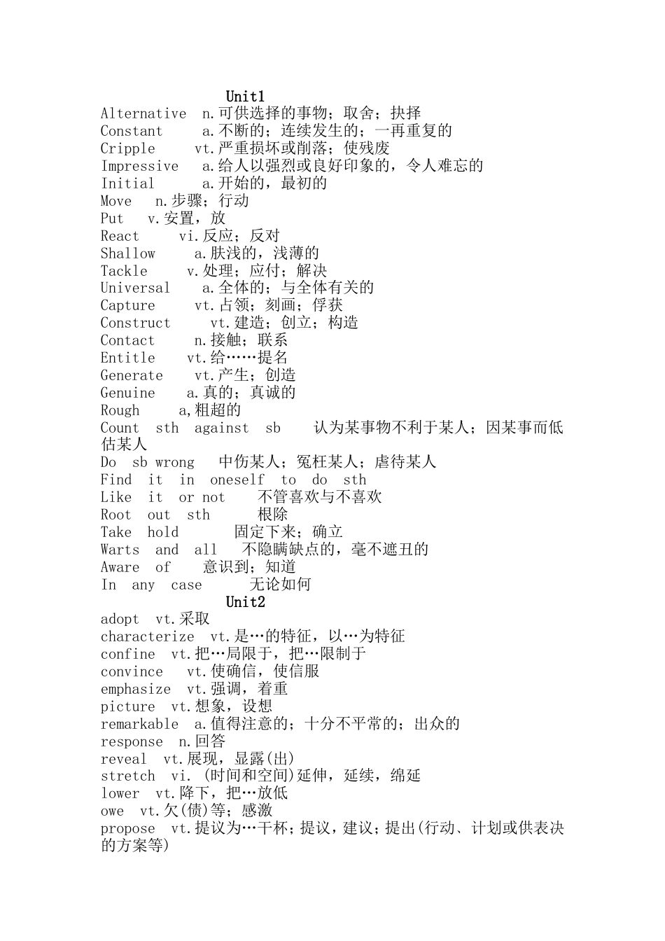 大学英语综合教程2单词[共10页]_第1页