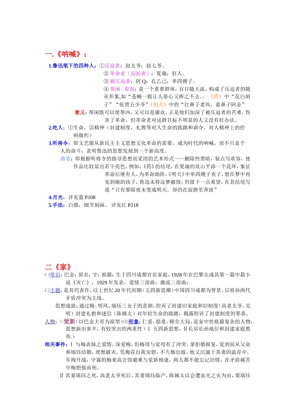 江苏高考文科附加十部名著重点知识点梳理_第1页