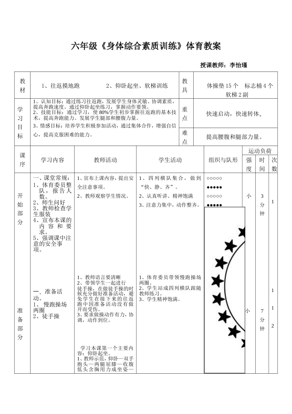 小学六年级体育综合身体素质教案[共3页]_第1页