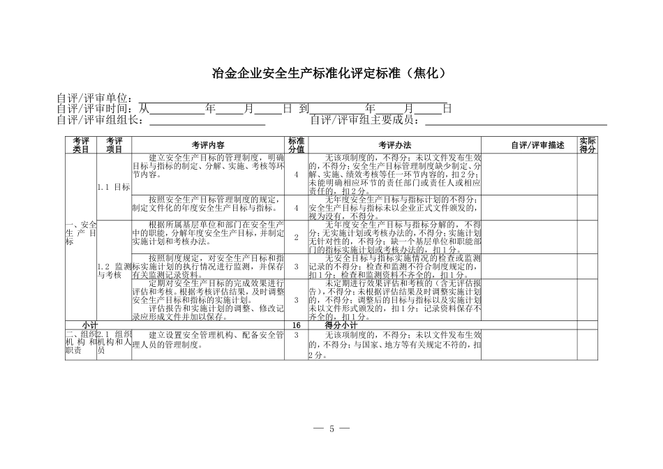 焦化冶金企业安全生产标准化评定标准5_第3页